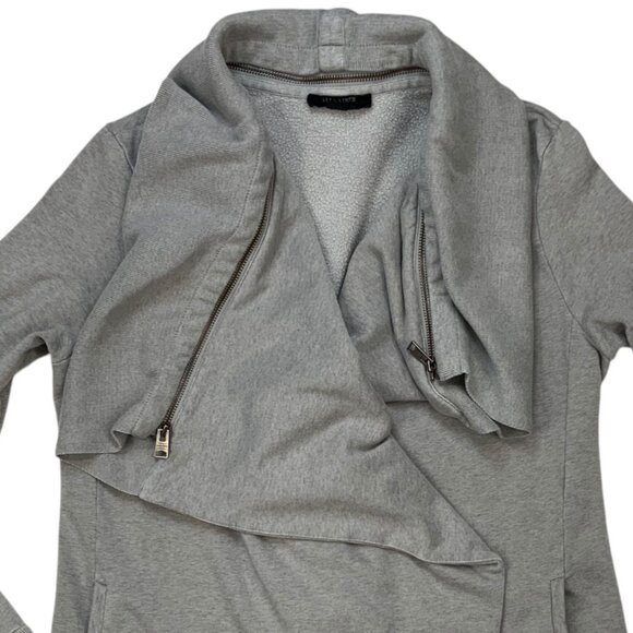AllSaints Dahlia Marl Sweatshirt Cardigan L Gray Long Sleeve Open Front Pockets - Picture 6 of 11